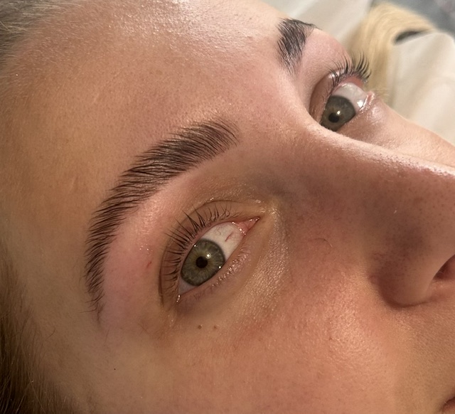Lash lift, eyes closed close-up